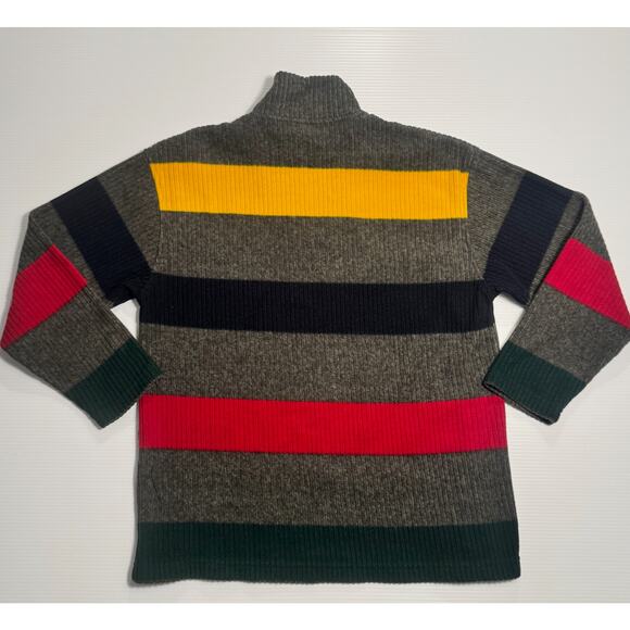 VTG Ralph Lauren LRL Quarter Zip Sweater Gray Women's M Petite Rugby Stripes - Picture 12 of 16